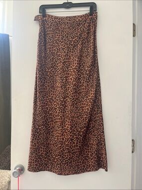 Leopard Print Maxi Skirt - Brown